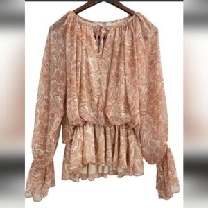 Fate Paisley Blouse in Cream and Tan